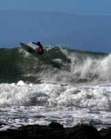 Surfers at "Supertubes" in Jeffrey's Bay